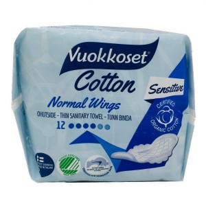 Прокладки женские VUOKKOSET Normal wings  Cotton 12 шт